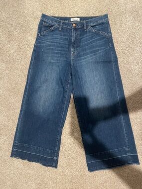 Madewell Dark Blue Wide-Leg Crop Jeans